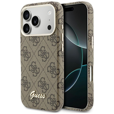 Etui Guess 4G Script MagSafe do iPhone 17 Pro brązowy