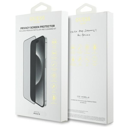 GUESS GUTGP16SBOKGCIP PRYWATNOŚCIOWE SZKŁO HARTOWANE DO IPHONE 16 6.1