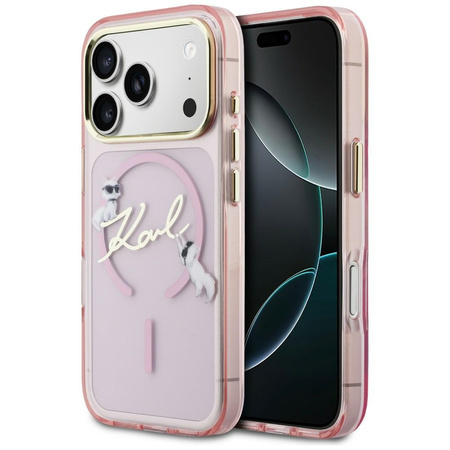Etui Karl Lagerfeld IML Choupettes Karl Script Logo MagSafe do iPhone 17 Pro Max różowy