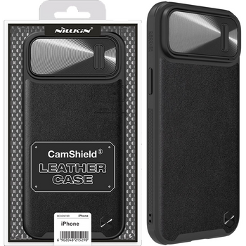 Nillkin CamShield Leather S Case etui iPhone 14 Plus pokrowiec z osłoną na aparat czarne