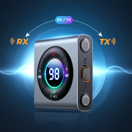 Joyroom transmiter Bluetooth AUX (nadajnik / odbiornik) do samochodu, telewizora szary (JR-CB2)