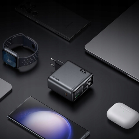 MCDODO SZYBKA ŁADOWARKA SIECIOWA ZASILACZ 3X USB-C PD GAN 67W 2X KABEL 1M