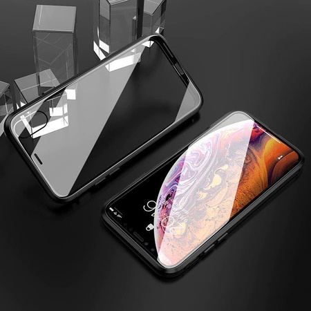 Wozinsky Magnetic Cam Slider Case magnetyczne etui 360 na cały telefon szkło na ekran osłona na aparat Huawei P40 czarny