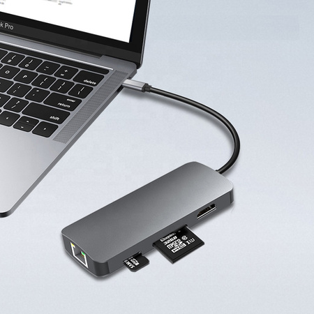 Hub 8w1 Stacja dokująca USB - C HDMI 4K SD do Macbook Pro/Air