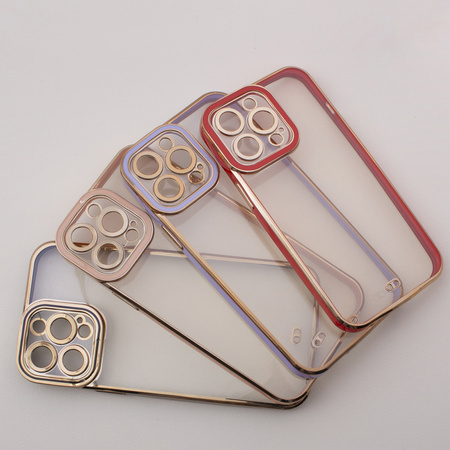 Fashion Case etui do iPhone 13 żelowy pokrowiec ze złotą ramką czerwony