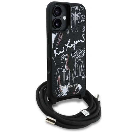 KARL LAGERFELD ETUI CROSSBODY GRAINED PATTERN LOGO DO IPHONE 16 LUKSUSOWA