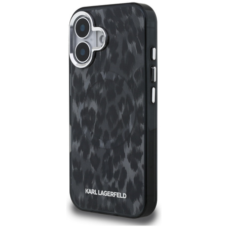 Etui Karl Lagerfeld IML Leopard Pattern MagSafe do iPhone 16 czarny