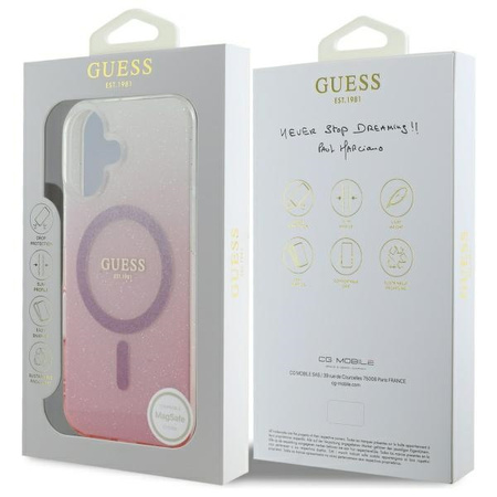 GUESS CASE HARDCASE DO IPHONE 16.1 DO MAGSAFE Z EFEKTEM GLITTER GRADIENT