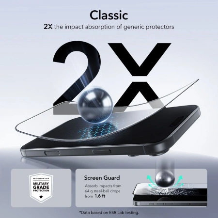 ESR SZKŁO HARTOWANE ULTRAFIT TEMPERED GLASS 2-PACK DO IPHONE 17 PRO