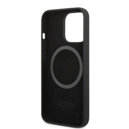 Guess GUHMP13XSPLK iPhone 13 Pro Max 6,7" czarny/black hard case Silicone Logo Plate MagSafe