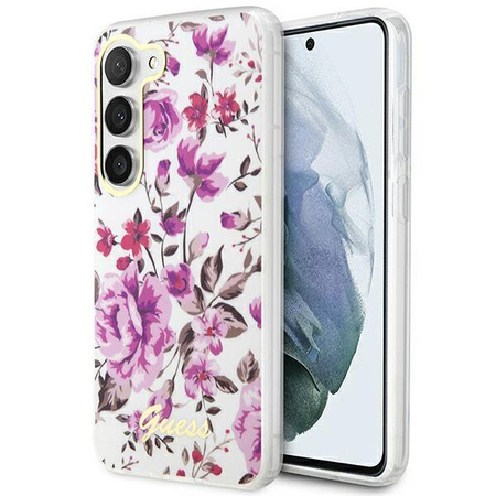 Etui Guess GUHCS23MHCFWST S23+ S916 - białe Flower Collection