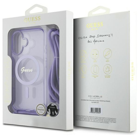 GUESS ETUI CASE HARDCASE DO IPHONE 16 6.1 DO MAGSAFE CROSSBODY CORD SCRIPT