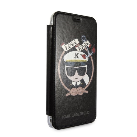 KARL LAGERFELD KLFLBKPXKSB ETUI DO IPHONE X XS Z DESIGNEM SIGNATURE GLITTER