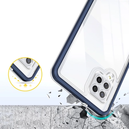 HURTEL ETUI POKROWIEC CLEAR 3IN1 DO SAMSUNG GALAXY A42 5G ŻELOWY Z RAMKĄ