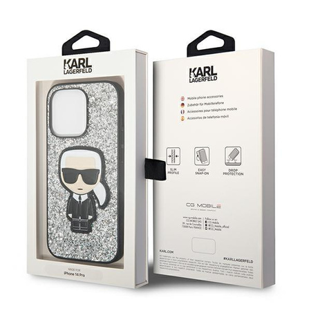Karl Lagerfeld KLHCP14LGFKPG iPhone 14 Pro 6,1" hardcase srebrny/silver Glitter Flakes Ikonik