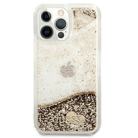 Guess GUOHCP13XGLHFLGO iPhone 13 Pro Max 6,7" gold/złoty hardcase Glitter Charms