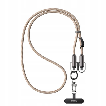 MCDODO SMYCZ DO TELEFONU NA SZYJE WKŁADKA CROSSBODY BEŻOWA KABEL USB-C 60W
