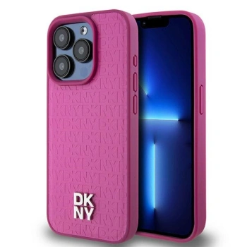 DKNY POKROWIEC DO IPHONE 15 PRO 6.1 SKÓRZANE MONOGRAM LOGO METALOWE DO