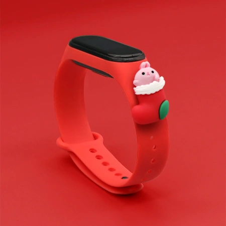 HURTEL PASEK OPASKA DO XIAOMI MI BAND 4 3 MIKOŁAJ SILIKONOWY PASEK ZIMOWY