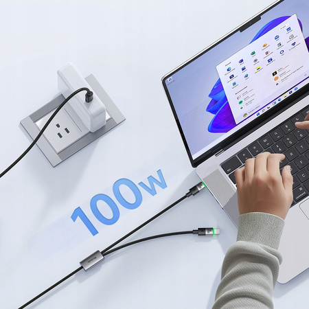 MCDODO KABEL USB-C 2W1 SZYBKIE ŁADOWANIE DO IPHONE MACBOOK LED 100W 2M