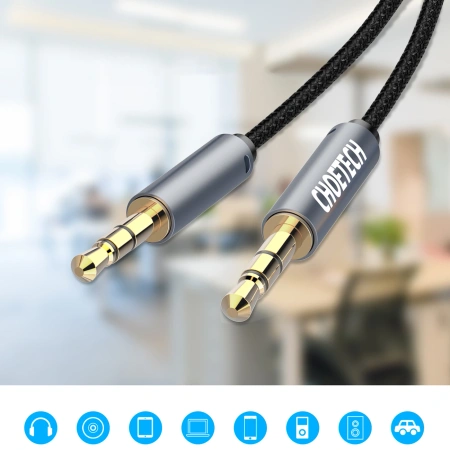 CHOETECH KABEL AUX MINI JACK 3.5MM DO TELEFONÓW 1.2M MĘSKI KOMPATYBILNY