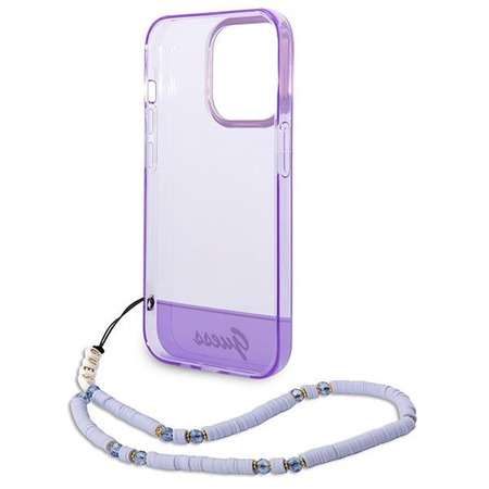 Guess GUHCP14LHGCOHU iPhone 14 Pro 6,1" fioletowy/purple hardcase Translucent Pearl Strap