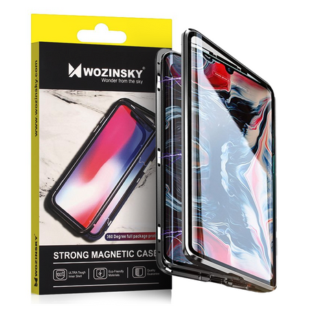 Wozinsky Magnetic Cam Slider Case magnetyczne etui 360 na cały telefon szkło na ekran osłona na aparat Huawei P40 czarny