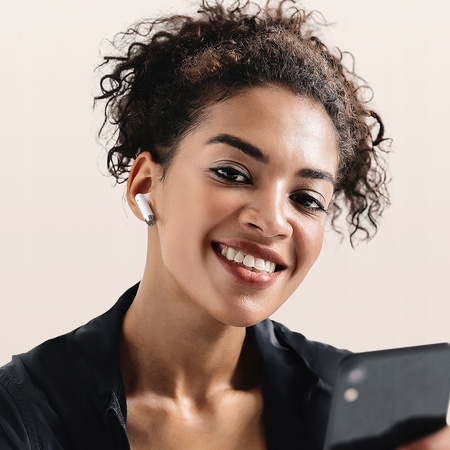 MCDODO SŁUCHAWKI BEZPRZEWODOWE DOUSZNE BLUETOOTH 5 Z MIKROFONEM ETUI BIAŁE