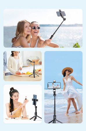 Double Shot kijek, selfie stick, tripod, bluetooth, statyw, bia³y, McDodo