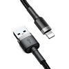 Baseus Cafule Cable wytrzymały nylonowy kabel przewód USB / Lightning QC3.0 1.5A 2M czarny (CALKLF-CG1)