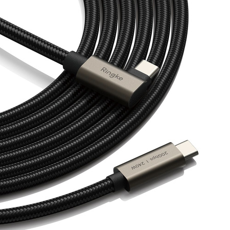 RINGKE KABEL USB-C 3.2 DO LAPTOP TELEFON 200CM PD240W ODPORNOŚĆ NA ZGINANIE
