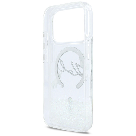 Etui Karl Lagerfeld Liquid Glitter Karl  Script Logo MagSafe do iPhone 17 Pro przezroczysty