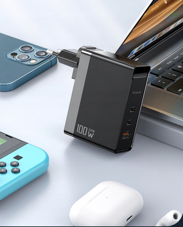 £adowarka do telefonu, do laptopa, GAN, Szybka, USB-C PD, USB-A, QC, 100W, Uniwersalna, Mcdodo