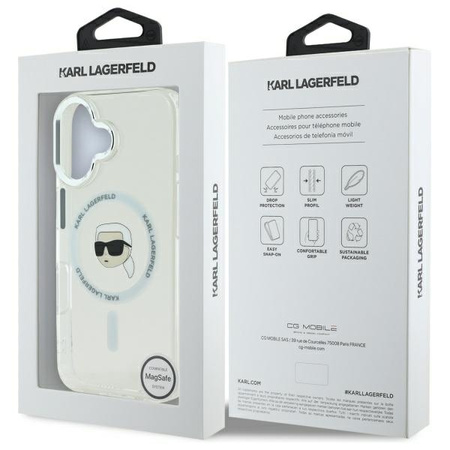 KARL LAGERFELD ETUI HARDCASE DO IPHONE 16 6.1 DO MAGSAFE METAL KARL HEAD