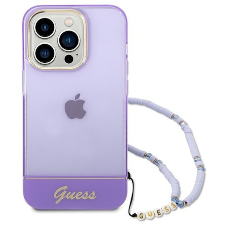 Guess GUHCP14LHGCOHU iPhone 14 Pro 6,1" fioletowy/purple hardcase Translucent Pearl Strap