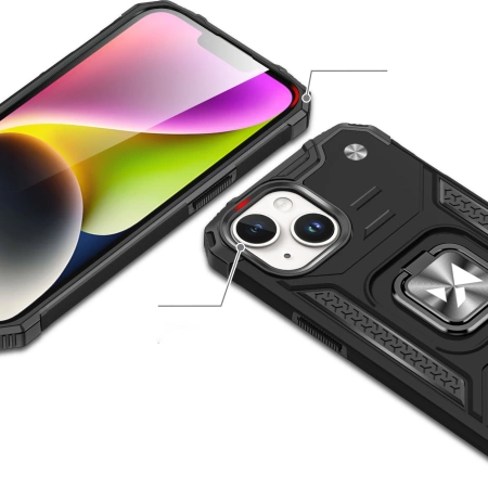 WOZINSKY ETUI PANCERNE Z UCHWYTEM NA PALEC RING ARMOR DO IPHONE 15 PLUS