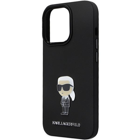 Etui Karl Lagerfeld KLHCP13XSMHKNPK na iPhone 13 Pro Max - czarne Silicone Ikonik Metal Pin