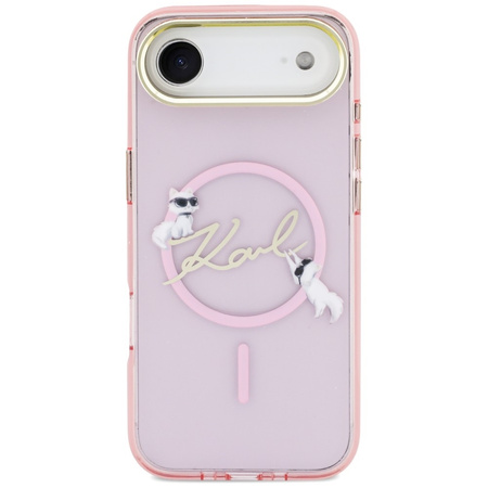 Etui Karl Lagerfeld IML Choupettes Karl Script Logo MagSafe do iPhone Air różowy