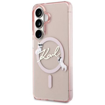 Etui Karl Lagerfeld IML KC Script MagSafe do Samsung Galaxy S26 różowy