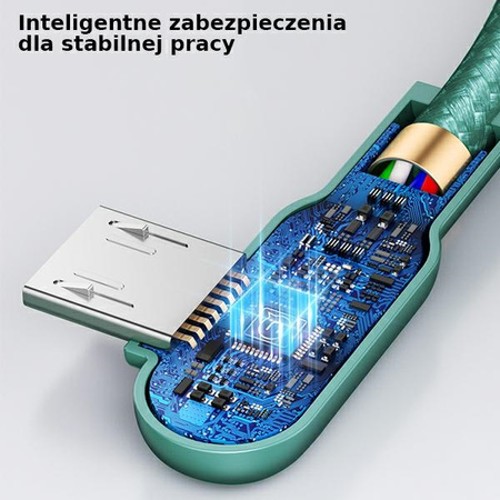 USAMS KABEL MICRO USB 2A 1,2M KĄTOWY DO TELEFONÓW I TABLETÓW ZIELONY 1,2M