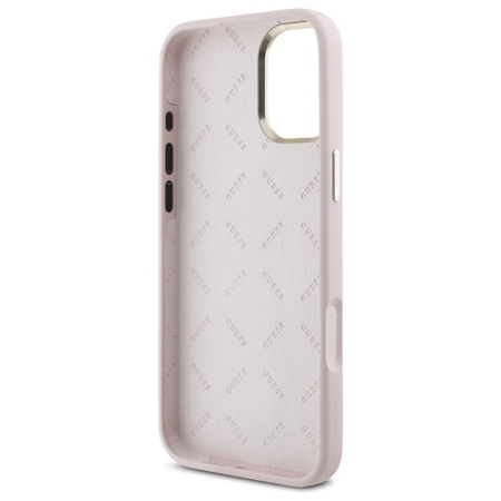 GUESS ETUI SILIKONOWE HARDCASE DO IPHONE 16 PLUS 6.7 Z RAMKĄ LOGO METALOWYM