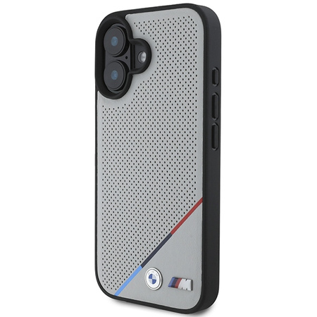 BMW BMHMP16S23PUPDG iPhone 16 6.1szary/grey hardcase M Perforated Tricolor Line MagSafe