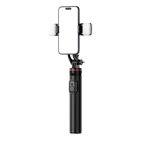 HURTEL SELFIE STICK TELESKOPOWY TRIPOD 1.3M DO TELEFONÓW Z LAMPĄ PODWÓJNĄ