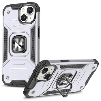 Pancerne etui z uchwytem na palec do iPhone 15 Pro Max Wozinsky Ring Armor - srebrne