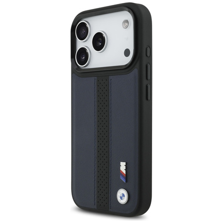 Etui BMW M Perforated Stripe Logo MagSafe do iPhone 17 Pro granatowy