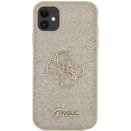 GUESS CASE HARD DO IPHONE 11 6,1 XR ZŁOTE GLITTER SCRIPT BIG 4G PREMIUM