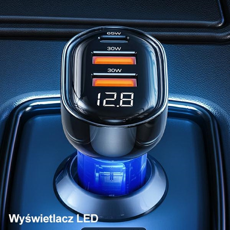 USAMS ŁADOWARKA 2XUSB 1XUSB-C DO SAMOCHODU SZYBKIE ŁADOWANIE 125W CC158CC01