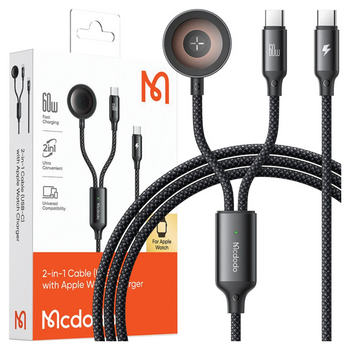 MCDODO ŁADOWARKA INDUKCYJNA DO APPLE WATCH 2W1 KABEL DO IPHONE MACBOOK 60W