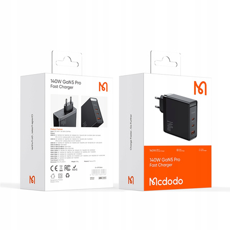 Szybka Ładowarka, GaN, Usb-C,  Usb, 3 porty, 140W, Mcdodo