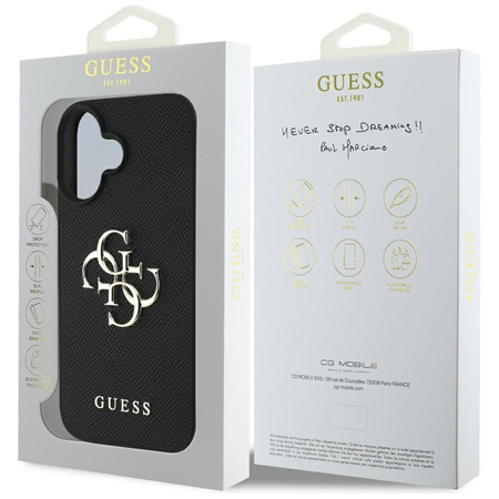 GUESS ETUI GRAINED BIG 4G LOGO DO IPHONE 16 CLASSIC LOGO MAKSYMALNA OCHRONA
